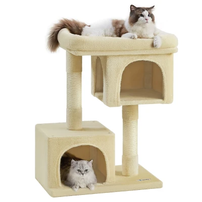 Afbeelding van Krabpaal met huisje en mand 60x84x40 cm beige