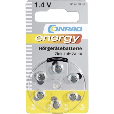 Afbeelding van Conrad energy Knoopcel ZA10 1.4 V 6 stuk(s) 90 mAh Zink lucht