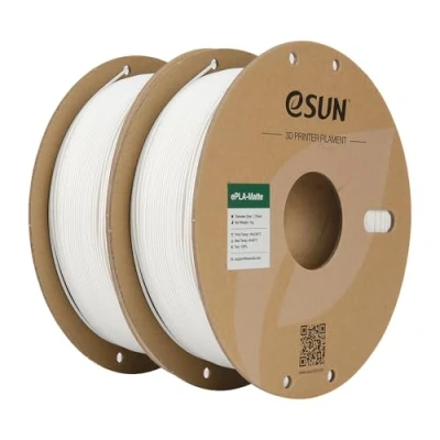 Afbeelding van eSUN Verbeterd mat PLA filament van 1,75 mm, voor 3D printers, kleur zonder glans, matte textuur, 1 kg per spoel, 2 spoelen melkwit