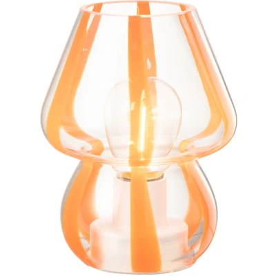 Afbeelding van J Line tafellamp Strepen glas transparant/oranje small