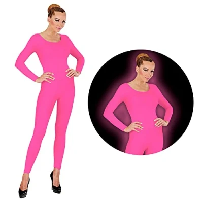 Afbeelding van Widmann Dans &amp; Entertainment Kostuum Neon Roze Bodysuit Glow Vrouw Medium / Large Carnavalskleding Verkleedkleding