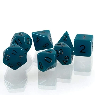 Afbeelding van shibby 7 polyhedrische lichtgevende dobbelstenen voor rollenspellen en tafelspellen in blauw met tas