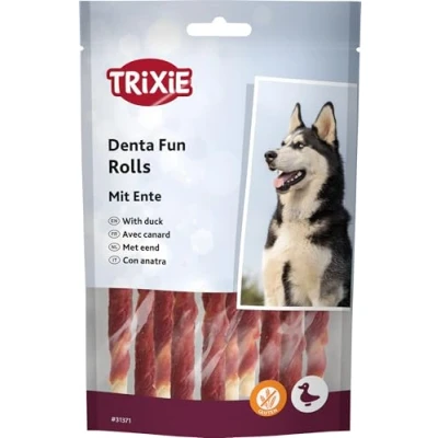 Afbeelding van Trixie Denta Fun Duck Chewing Rolls 12 cm 10 stuks