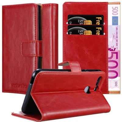 Afbeelding van Cadorabo Hoesje geschikt voor Huawei P9 PLUS in WIJN ROOD Beschermhoes met magnetische sluiting, standfunctie en kaartvakje Book Case Cover Etui