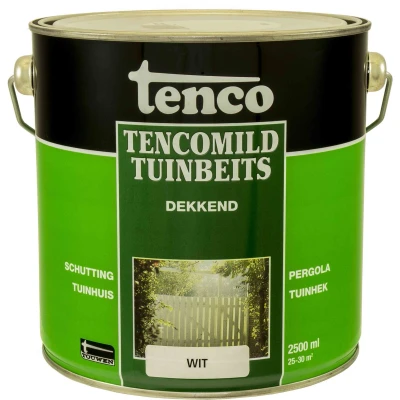 Afbeelding van Tenco Tencomild Tuinbeits Dekkend 2,5 ltr wit Buiten onderhoud