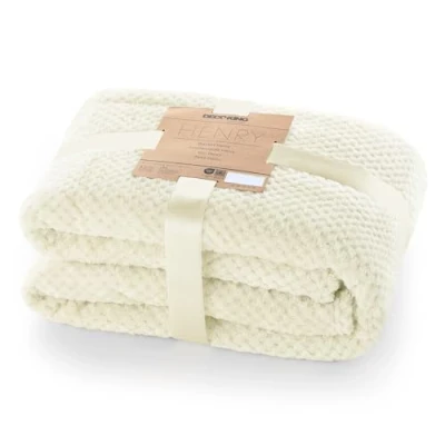 Afbeelding van DecoKing Quilt van microvezel, fleecedeken, fleece, zacht, Scandinavische stijl, Henry, crèmekleur, 170 x 210 cm