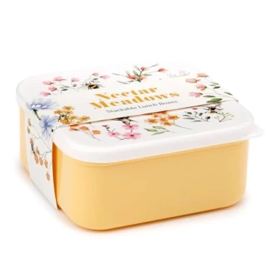 Afbeelding van Lunch Box/Snack Pots Set van 3 M/L/XL Nectar Meadows Wilde Bloemen Bijen 6x13,5x13,5cm(XL)