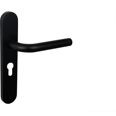 Afbeelding van Lavuzo deurkruk Oristano Zwart met afgerond schild PC55 Per set Deurklink