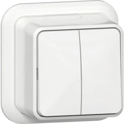 Afbeelding van Gira Opbouw serieschakelaar (2 knops) 10A 250V met bodemplaat en