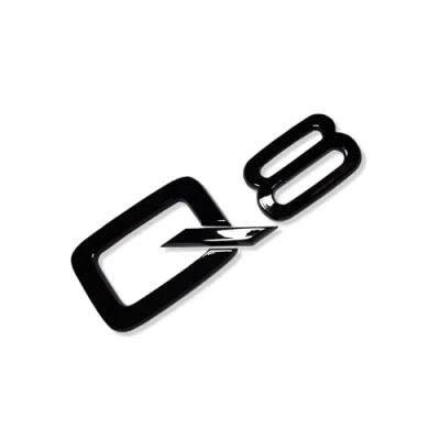 Afbeelding van MCK Auto Q8 zwart glanzend voor achter vleugel zwarte badge logo laars embleem sticker tuning