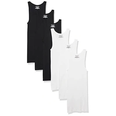 Image de Amazon Essentials Gilets Débardeur Men&#039;s, Pack of 6, Blanc/Noir, L