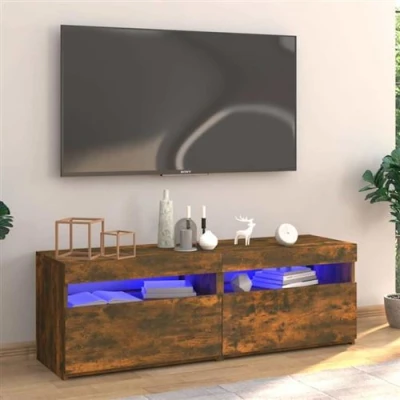 Afbeelding van Tv meubel met LED verlichting 120x35x40 cm gerookt eikenkleurig
