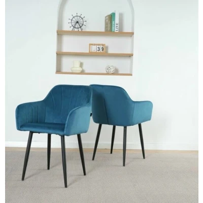 Afbeelding van Lina® Rio Eetkamerstoel Blauw Velvet