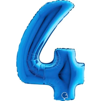 Afbeelding van Folieballon cijfer 4 blauw (100cm)