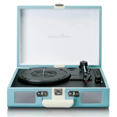 Afbeelding van Classic Phono TT 110BUWH Platenspeler met Bluetooth® ontvangst en ingebouwde speakers Blauw Wit Blue White
