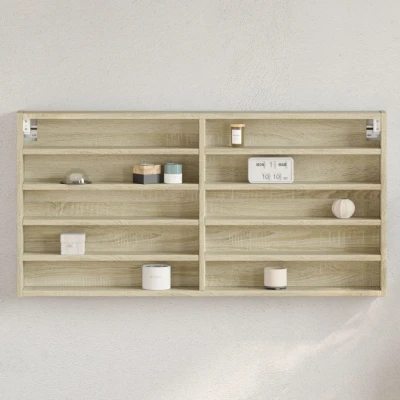 Afbeelding van Vitrinekast 100x8,5x50 cm bewerkt hout sonoma eikenkleurig