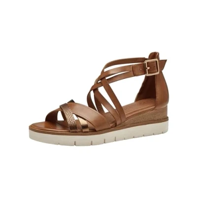 Afbeelding van Tamaris Dames 1 28205 42 plateausandalen voor dames, Cognac.