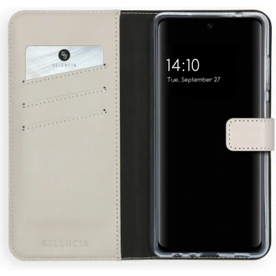 Afbeelding van Selencia Hoesje Geschikt voor Samsung Galaxy A72 Met Pasjeshouder Echt Lederen Bookcase Grijs