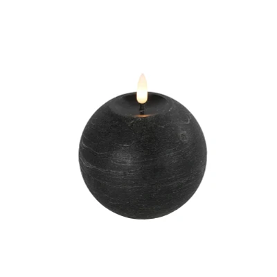 Afbeelding van Countryfield Led bol kaars Zwart/aubergine maat M