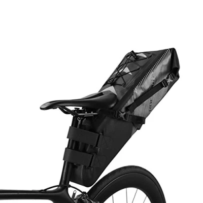 Afbeelding van ROCKBROS Zadeltas voor fiets, straat, MTB, waterdicht, reflecterend, 10 l, opbergtas achterbank, zwart/grijs