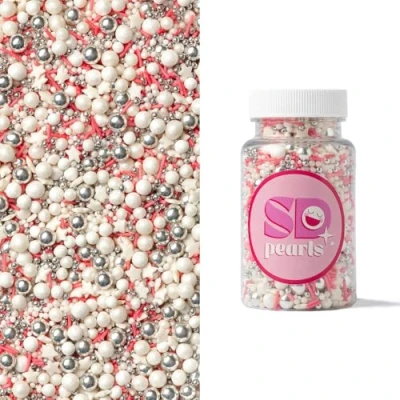 Afbeelding van SD Pearls Lot de Perles sucre Mélange princesses en rose, blanc et argent Décoration glamour pour anniversaire, Noël, mariage figurines brillantes (mélange « ballerine