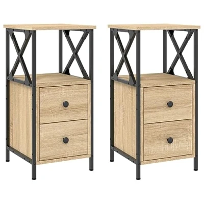 Afbeelding van vidaXL Nachtkastjes 2 st 34x35,5x70 cm sonoma eikenkleurig