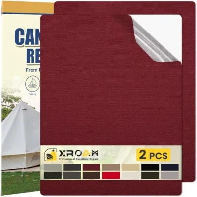 Afbeelding van Tissu Autocollant Reparation, 21 x 30 cm Imperméable Pièce Autocollante Tissu, Extérieur Tissus Réparation pour Canapés, Bateau, Tentes, Chaises, Longues, Bâche, Auvents Rouge Bordeaux
