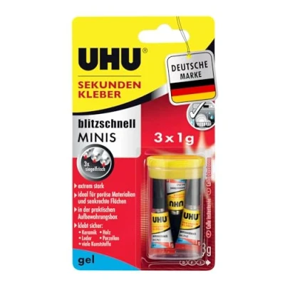 Image de UHU Colle instantanée MINIS GEL, 3 tubes de 1 g