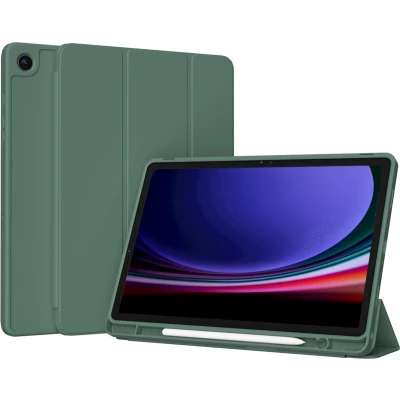 Afbeelding van Accezz Tablet Hoes Geschikt voor Samsung Galaxy Tab A9 8.7 inch Smart Silicone Bookcase Donkergroen
