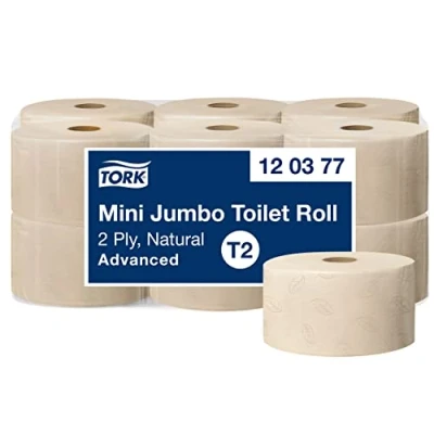 Afbeelding van Tork Naturel Mini Jumbo Toiletpapier, T2 Advanced, Pak Van 12 Rollen Toiletpapier