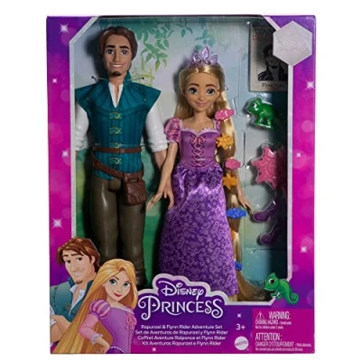 Afbeelding van Disney HLW39 Prinsessen Adventure Set 2 poppen Rapunzel en Flynn Rider hoogte 30 cm meerkleurig 100e verjaardag