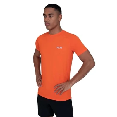 Afbeelding van TCA Stamina sporttop voor heren, licht, sneldrogend, rood/oranje, M, Rood/Oranje