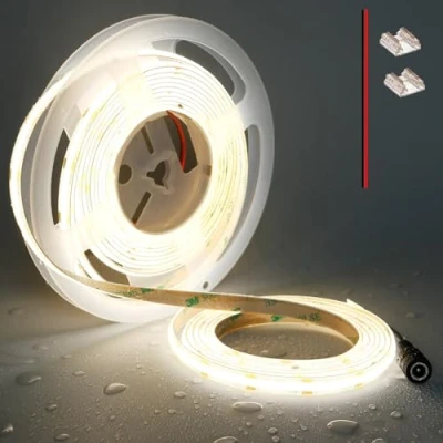 Afbeelding van TOPAI COB Ledstrip, 12 V, natuurlijk wit, voor buiten, waterdicht, IP65, 5 m, 4000 K, zelfklevend, op maat te snijden, CRI&gt; 90, 480 leds/m, hoge dichtheid, breedte 8 mm, keuken, kast,