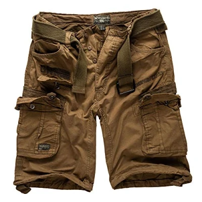 Afbeelding van Geographical Norway Hunter Cargoshorts, korte broek, bermuda met riem, in bundel UD bandana, Kaki 4, M