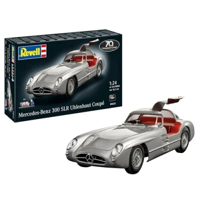 Afbeelding van 1:24 Revell 05633 1955 Mercedes Benz 300 SLR Uhlenhaut Coupe 70 Jaar! Geschenkset Plastic Modelbouwpakket
