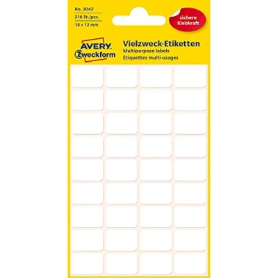 Afbeelding van Avery Witte etiketten ft 18 x 12 mm (b h), 216 stuks etiket