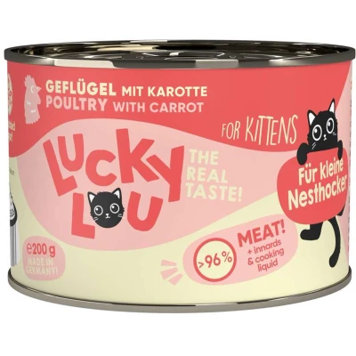 Afbeelding van Economy Pack: 24x200g Lucky Lou Lifestage Kitten Gevogelte Kattenvoer Nat