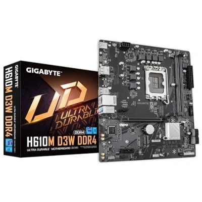 Afbeelding van Gigabyte H610M D3W DDR4 Moederbord Ondersteunt 14e generatie Intel Core CPU&#039;s, 5+1+1 fasen VRM, tot (LGA 1700, H610, mATX),
