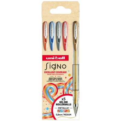 Afbeelding van Uni ball roller Signo Metallic, medium punt, geassorteerde kleuren, et