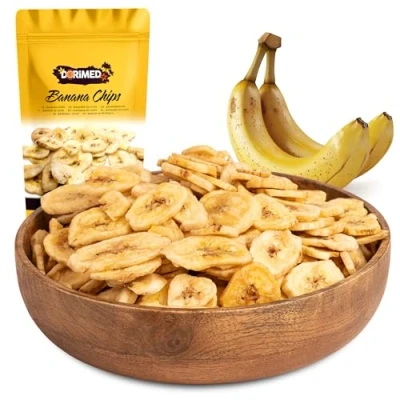 Image de Banane en Chips 1 Kg I tranches de bananes fruits secs croustillantes Snack délicieux croquants et Vegan végétariens sac refermable