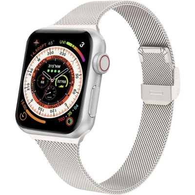 Afbeelding van imoshion Milanees vouwbandje voor de Apple Watch Series 1 t/m 9 / SE (38/40/41 mm) 10 (42 Sterrenlicht