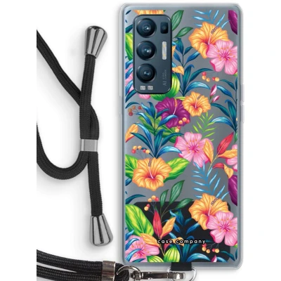 Afbeelding van Case Company® hoesje met Koord geschikt voor Oppo Find X3 Neo Tropisch 2 Telefoonhoesje Zwart Bescherming aan alle Kanten en Over de Schermrand