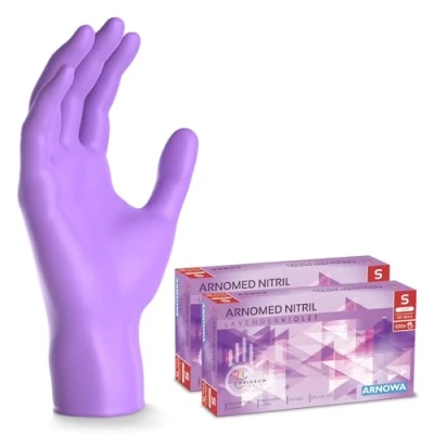 Afbeelding van ARNOMED Paarse wegwerphandschoenen, nitril handschoenen, maat S, wegwerphandschoen 200 stuks (2 dozen), poedervrij en latexvrij, wegwerphandschoenen in XS, M, L XL