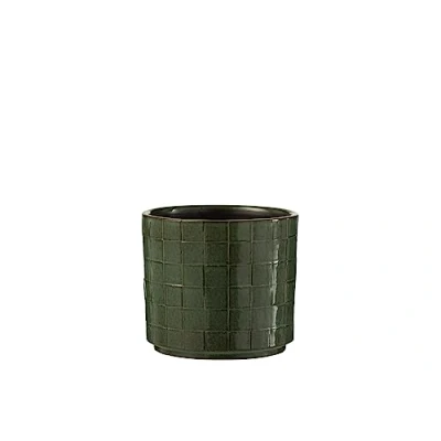 Afbeelding van J Line bloempot Vierkant keramiek groen medium Ø 14.00 cm