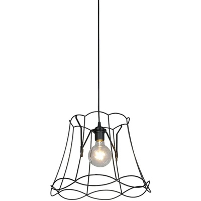 Afbeelding van QAZQA Retro hanglamp zwart 40 cm Granny Frame