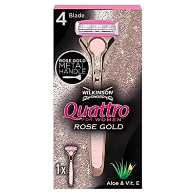 Afbeelding van 1+1 gratis: Wilkinson Quattro Scheermes Vrouwen Rose Gold