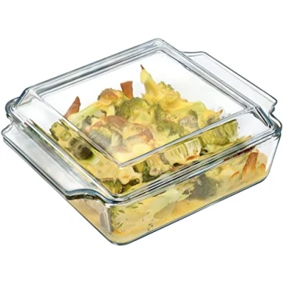 Afbeelding van karadrova Vierkante glazen braadpan 1,5 liter met deksel, 24 x 20 9 cm, ovenbestendig magnetron en