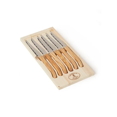 Afbeelding van Laguiole Jean Dubost Steakmes Olijfhout Set Van 6 Bruin