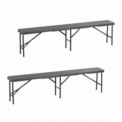 Afbeelding van Relaxdays bierbank opvouwbare bank campingbank partytent 180 cm set van 2 grijs