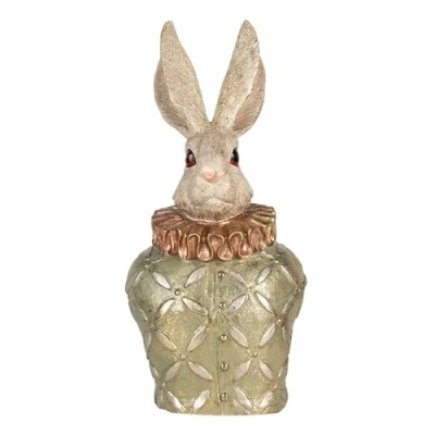 Afbeelding van Clayre &amp; Eef Decoratie Beeld Konijn 19x14x40 cm Beige Groen Kunststof